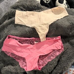 Lace Trim Pink and Cream Women's Panties